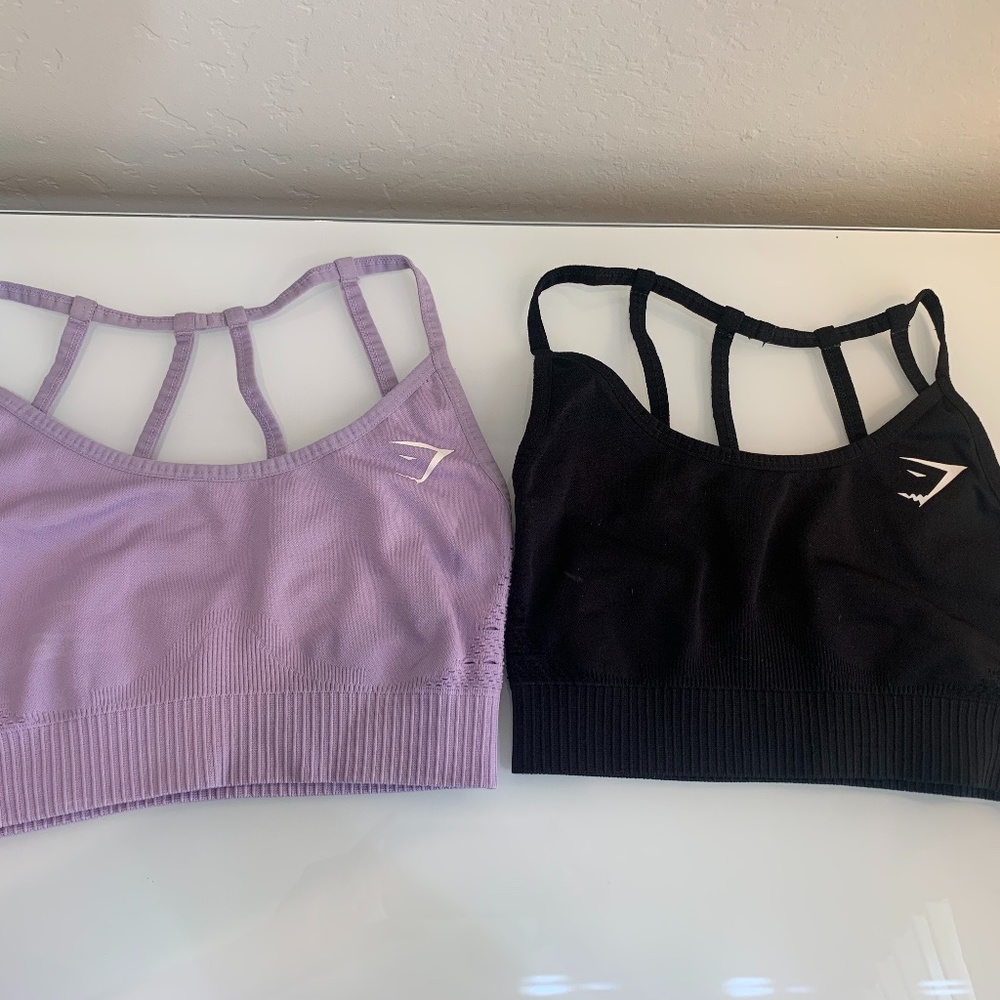 Gymshark Lilac and Black Sports Bras